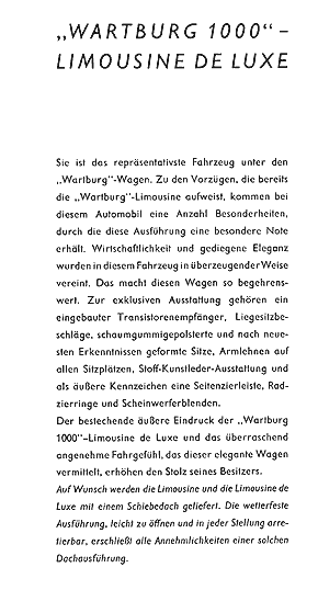 Wartburg 1000 de luxe text