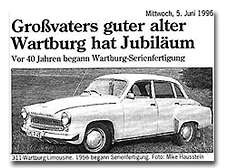 Gro&szlig;vaters guter alter Wartburg hat Jubil&auml;um